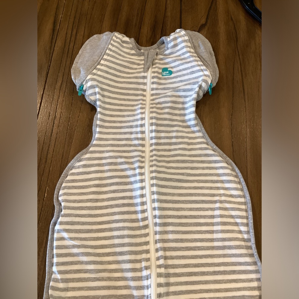 Love to Dream Gray and White Striped Sleep Sack